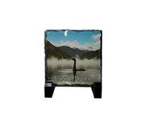 Nessie in Loch Ness Natural Slate Coaster - Handcrafted Scottish Gift, Stone Drink Coaster, Loch Ness Monster Home Decor