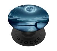 Nessie the Loch Ness Monster under Full Moon PopSockets Adhesive PopGrip