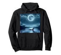 Nessie the Loch Ness Monster under Full Moon Pullover Hoodie