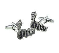 Nessie 'The Loch Ness Monstor' Scotland Cufflinks, Handcrafted English Made Pewter, Silver Finish, with Leatherette Gift Box