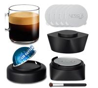 NESSUS Refill Kit for Reusable Nespresso Vertuo Pods, Lid Quick Opener for Original Seal, 50PCS Aluminum Foil Lids, Tamp & Press Refillable Vertuo Capsules Holder and Brush