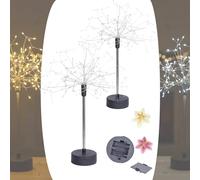 Nest and Flowers Table Lights Fireworks, Cordless Lighting Nestandflowers Mini Table Starburst Silver Lights, 120 Led Battery Powered Firework Centerpiece Light for Christmas, Wedding (2pcs-c)