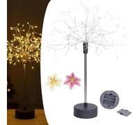 Nest and Flowers Table Lights Fireworks, Cordless Lighting Nestandflowers Mini Table Starburst Silver Lights, 120 Led Battery Powered Firework Centerpiece Light for Christmas, Wedding (Warm)