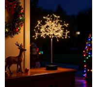 Nest and Flowers Table Lights Fireworks | Mini Table Star-Burst Silver Lights | Fireworks Centerpiece Light | Battery/USB Powered,Warm/White Decorative Lanterns for Christmas Decor