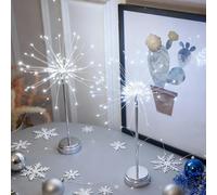 Nest and Flowers Table Lights Fireworks,Nestandflowers Mini Table Starburst Silver,Christmas Decorations Starburst Light,Battery Operated 100 LED Fairy Lights for Indoor Holiday Decor (B,2PCS)