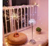 Nest and Flowers Table Lights, X12 Silver Mini Firework LED Light, Twinkle Starburst Lamp for Christmas Indoor Decor (White,2pcs)