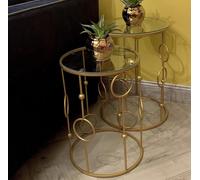 Homcom Round Coffee Tables Set Of 2 Gold Nesting Side End Tables Gold