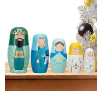 Nest Dolls - 5 Piece Wooden Set | Colourful Collectible Figures - Stacking Toy, Home Decoration, Gift for Children, Adults, Candy Jewellery Storage, Unique Religious Ornament