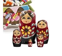 Nest Dolls | Handmade Wooden Russian Doll Figurines Tabletop Decor Compact Handmade Wooden Sculpture Ornament For Kids Room, Bedroom Or Living Room | Perfect Entrance, Fireplace And Holiday