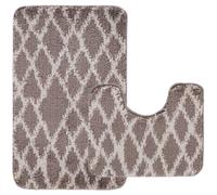 Nest & Nibble Bath Mats 2 Piece Set Non Slip Bath Mat & Toilet Rug - Soft Microfiber, Quick Dry, Machine Washable, Water Absorbent Shower Mats - Bathroom Carpet Essentials (Mink Design2, 50x80)