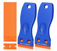 Nest & Nibble Plastic Scraper Tool Non Scratch with 100 Blades Multipurpose Paint Scraper Removal Stickers Labels Decals Caulk Paint Residu, Adhesive Removal Glass Windows (2X Scraper & 100Blade)