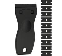 Nest & Nibble Plastic Scraper Tool Non Scratch with Blades Multipurpose Glass Scraper for Stickers Labels Decals Caulk Paint Residu, Adhesive, Paint Removal Glass Windows (Plastic Scraper & 10Blade)