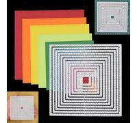 Nest of 12 Square Double Stitch Patterned (Inside The Cut) Metal Cutting Dies, Card Making, Scrapbooking, Stencils, Paper Craft, I1