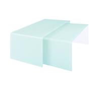 Nest of 2 Aqua Green Bent Glass Coffee Tables, Minimalist Display Coffee Table, Decorative Accent Table Premier Housewares Green One Size