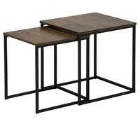 Beliani Set Of 2 Side Tables Denny Dark Brown