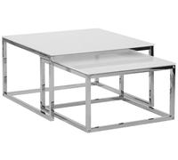 Set of 2 Coffee Tables BREA Tempered Glass White