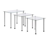 Nest of 3 Tables Glass Metal Nested Tea Lamp Side Living Room Coffee Table UK