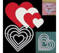 Nest of 4 Heart Stitch Patterned Metal Cutting Dies, Hearts, Love, Card Making, Scrapbooking, Paper Crafts, J0