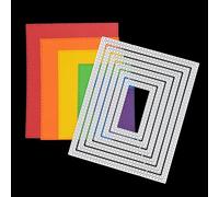 Nest of 6 Rectangle Double Stitch Patterned Metal Cutting Dies, Card Making, Scrapbooking, Photo Albums, Stencils, Paper Crafts. 11cm x 9 cm Set Size, H8