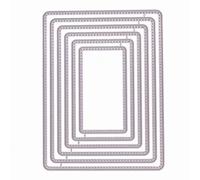 Nest of 6 Rounded Cornered Rectangle Stitch Patterned Metal Cutting Dies, 13.3 cm x 10 cm Set Size, Stencils Card Making, Scrapbooking, Stencils, Paper Crafts, G3