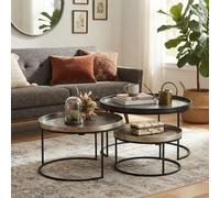 Nest of Coffee Table - 3 Tier - Round - Black - Aluminium