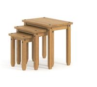 Nest of Tables Solid Wood Set Of Three Wax Finish Compact Furniture 3 Colours