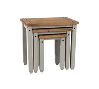 Nest of Tables Solid Wood Set Of Three Wax Finish Compact Furniture 3 Colours