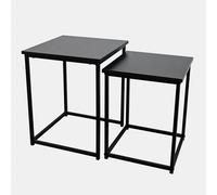 Nest of Tables Square Wood Top Modern End Side Living Room Set of 2 OHS Black One Size