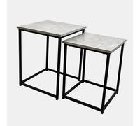 Nest of Tables Square Wood Top Modern End Side Living Room Set of 2 OHS Light Grey One Size
