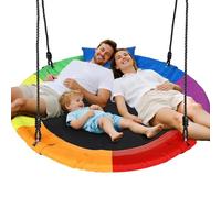 Nest Swing Seat for Kids, Colorful Saucer Tree Swing Adjustable Height Detachable Pillow Tear-Resistant 900D Oxford Fabric Steel Frame with Foam Padding Exercise 300kg/661lbs, 3 Children/2 Adults