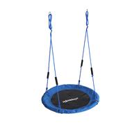 Relaxdays Round Kids Nest Swing with Foam Handles, Adjustable Outdoor Seat, 100 cm Diameter, Blue