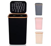 Nest Zest 100L Double Laundry Basket with Lid, 2 Compartments to Sort Washing, Hamper Laundry Bin with Care Guide & 2 Removable Inner Bags, Dirty Clothes Basket with Bamboo Rim Oxford Fabric (Black)