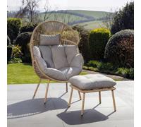 Artemis Home Nestara Standing Egg Chair and Stool - Light Brown, Brown