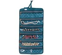 Nestasia Green Portable & Foldable 6 Compartment Velvet Multipurpose Jewelry Organiser Roll Pouch Smooth Finish, Ideal For Gifting (10 X 20 Inch)