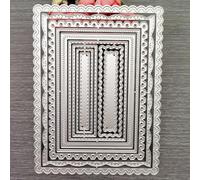 Nested Rectangle Frame Cutting Dies, Stitched Scallop Metal Cutting Dies Stencils DIY Etched Dies Craft Paper Card Making Scrapbooking Embossing