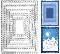 Nested Rectangle Frame Cutting Dies, Stitched Scallop Metal Cutting Dies Stencils DIY Etched Dies Craft Paper Card Making Scrapbooking Embossing (Style C)