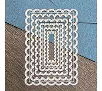 Nested Rectangle Frame Cutting Dies, Stitched Scallop Metal Cutting Dies Stencils DIY Etched Dies Craft Paper Card Making Scrapbooking Embossing (Style B)