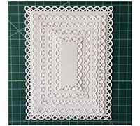 Nested Stitched Scallop Rectangle Frame Cutting Dies, Metal Cutting Dies Stencils DIY Etched Dies Craft Paper Card Making Scrapbooking Embossing 10.7X13.9 cm (Rectangle Frame)