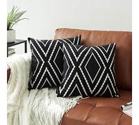 Nestinco Set of 2 Black Pillow Covers 18 x 18 inches Boho Aztec Polyester Blend Square Decorative Throw Pillow Covers for Sofa Couch Bed Decor