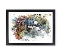 Nesting Atlantic Puffins in Abstract Framed Print | A2 Black Framed Wall Art | Ready to Hang | Abstract Fantasy Picture | Living Room Bedroom Lounge Office
