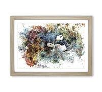Nesting Atlantic Puffins in Abstract Framed Print | A2 Oak Framed Wall Art | Ready to Hang | Abstract Fantasy Picture | Living Room Bedroom Lounge Office