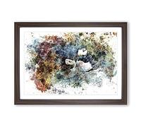 Nesting Atlantic Puffins in Abstract Framed Print | A2 Walnut Framed Wall Art | Ready to Hang | Abstract Fantasy Picture | Living Room Bedroom Lounge Office