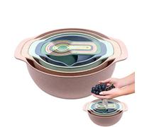 Nesting Bowls Set | 10PCS Measuring Cups Sifter Colander Mixing Bowl Set,Ergonomic Kitchen Accessories, Multifunctional Mixing Bowl Food Storage Set with Sifter and Colander for Baking