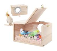 Nesting Box - Wooden Parrot Reproduction Box | Parrot Breeding Mating Box | Safe Matting For Parakeets, Budgies, Lovebirds And Cockatiels - Bird House Ventila