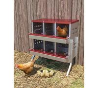 Nesting Boxes for Chickens, 6 Hole Metal Chicken Nesting Boxes with Lid, Legs, Ventilation Holes and Waterproof Pitched Roof, Chicken Laying Box for Hens, Red and Green Sample Sheet