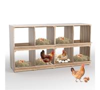 Nesting Boxes for Chickens Coop, Wooden Hens Nesting Eggs Laying Box, Chicken Nesting Boxes Wall-Mounted 8 Compartment
