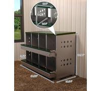 Nesting Boxes for Chickens, Galvanized Steel 8 Hole Chicken Nesting Box with Perch, Egg Collection Tray, Fake Training Eggs for Chicken Coop, Rust Proof Heavy Duty Poultry Coop Accessories - Green