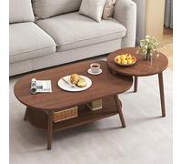 Nesting Coffee Table Set of 2, Modern Wood Center Table with Open Storage Compartment for Living Room, Apartment, Farmhouse, Office