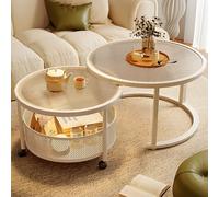 Nesting Coffee Table Set of 2, Round Glass Top with Metal Frame, Stackable and Space-Saving Side Tables for Living Room, Bedroom, Office, Small Spaces