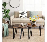 Nesting Coffee Table, Set Of 3 End Tables For Living Room, Stacking Side Tables, Industrial, Rustic Brown And Black